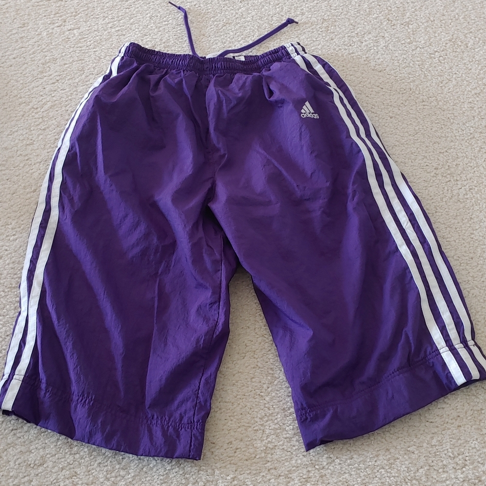 purple Adidas Mid-Calf Length Track Pants Size Medium